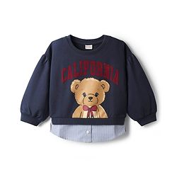 Babyhug Fleece Knit Full Sleeves Sweatshirt With Graphics - Navy Blue