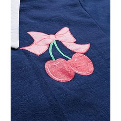 Babyhug Fleece Knit Full Sleeves Overlapped Sweatshirt With Front & Back Cherry Print - Navy Blue