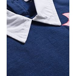 Babyhug Fleece Knit Full Sleeves Overlapped Sweatshirt With Front & Back Cherry Print - Navy Blue