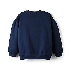 Babyhug Fleece Knit Full Sleeves Floral Applique & Butterfly Printed Sweatshirt - Navy Blue