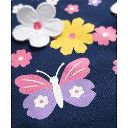 Babyhug Fleece Knit Full Sleeves Floral Applique & Butterfly Printed Sweatshirt - Navy Blue