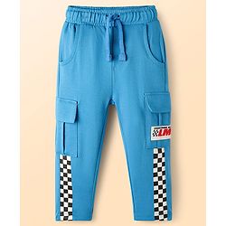 Babyhug Disney Single Jersey Knit Full Sleeves Cut and Sew Polo T-Shirt & Lounge Pants Set with Cars Graphic - Red & Blue