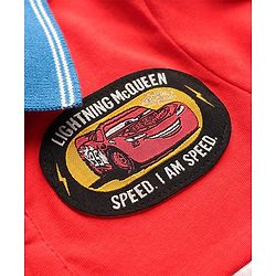 Babyhug Disney Single Jersey Knit Full Sleeves Cut and Sew Polo T-Shirt & Lounge Pants Set with Cars Graphic - Red & Blue