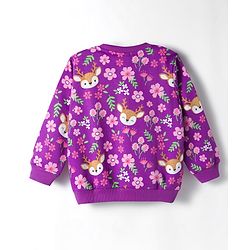 Babyhug Cotton Knit Full Sleeves Sweatshirts With Floral & Reindeer Print Pack of 2 - Pink & Purple