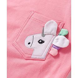 Babyhug Cotton Knit Full Sleeves Sweatshirt with Unicorn Applique - Pink