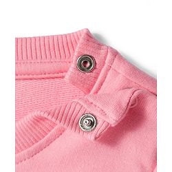 Babyhug Cotton Knit Full Sleeves Sweatshirt with Unicorn Applique - Pink