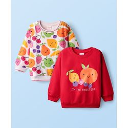 Babyhug 100% Cotton Full Sleeves Fruits Printed Sweatshirts Pack Of 2 - Multi Colour