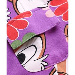 Babyhug Disney Single Jersey Knit Full Sleeve T-Shirt & Dungaree Set with Chip n Dale Graphic - Lilac & White