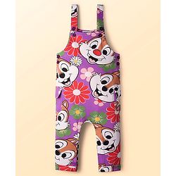 Babyhug Disney Single Jersey Knit Full Sleeve T-Shirt & Dungaree Set with Chip n Dale Graphic - Lilac & White