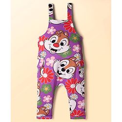 Babyhug Disney Single Jersey Knit Full Sleeve T-Shirt & Dungaree Set with Chip n Dale Graphic - Lilac & White