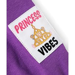 Babyhug Disney 100% Cotton Knit Full Sleeves Sweatshirt & Lounge Pant With Disney Princess Graphic With Reverse Sequin & Badge - Purple