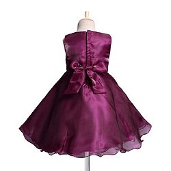 Babyhug Woven Sleeveless Party Dress With Floral Applique On Yoke - Wine