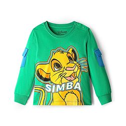 Babyhug Disney Single Jersey Knit Full Sleeves T-Shirt & Lounge Pant Set with Lion King Graphic and Badge Detailing - Green & Blue