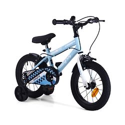 Babyhug Cruise Bicycle for Kids Cycle for 3 to 5 Years Boys & Girls 14T Inches- Blue| 90% Pre-Installed| Sturdy Frame| Training Wheels| Durable Brake| Rubber Tyres| Height Adjustable Seat and Handle