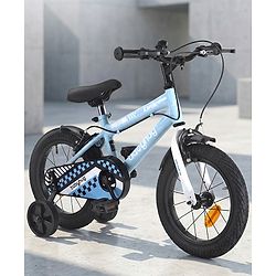 Babyhug Cruise Bicycle for Kids Cycle for 3 to 5 Years Boys & Girls 14T Inches- Blue| 90% Pre-Installed| Sturdy Frame| Training Wheels| Durable Brake| Rubber Tyres| Height Adjustable Seat and Handle