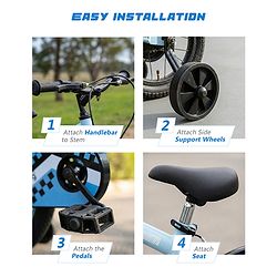 Babyhug Cruise Bicycle for Kids Cycle for 3 to 5 Years Boys & Girls 14T Inches- Blue| 90% Pre-Installed| Sturdy Frame| Training Wheels| Durable Brake| Rubber Tyres| Height Adjustable Seat and Handle