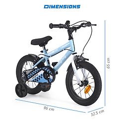 Babyhug Cruise Bicycle for Kids Cycle for 3 to 5 Years Boys & Girls 14T Inches- Blue| 90% Pre-Installed| Sturdy Frame| Training Wheels| Durable Brake| Rubber Tyres| Height Adjustable Seat and Handle