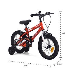 Babyhug Cruise Bicycle for Kids Cycle for 3 to 5 Years Boys & Girls 14T Inches- Red| 90% Pre-Installed| Sturdy Frame| Training Wheels| Durable Brake| Rubber Tyres| Height Adjustable Seat and Handle