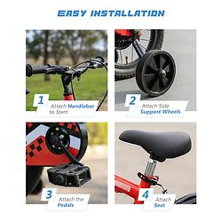 Babyhug Cruise Bicycle for Kids Cycle for 3 to 5 Years Boys & Girls 14T Inches- Red| 90% Pre-Installed| Sturdy Frame| Training Wheels| Durable Brake| Rubber Tyres| Height Adjustable Seat and Handle