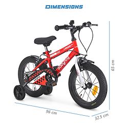 Babyhug Cruise Bicycle for Kids Cycle for 3 to 5 Years Boys & Girls 14T Inches- Blue| 90% Pre-Installed| Sturdy Frame| Training Wheels| Durable Brake| Rubber Tyres| Height Adjustable Seat and Handle
