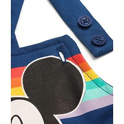 Babyhug Disney Single Jersey Knit Full Sleeves Dungaree & Tee With Mickey Mouse Print - Navy Blue