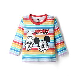 Babyhug Disney Single Jersey Knit Full Sleeves Dungaree & Tee With Mickey Mouse Print - Navy Blue