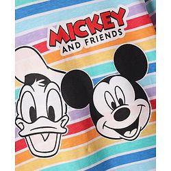 Babyhug Disney Single Jersey Knit Full Sleeves Dungaree & Tee With Mickey Mouse Print - Navy Blue