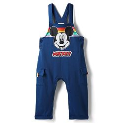 Babyhug Disney Single Jersey Knit Full Sleeves Dungaree & Tee With Mickey Mouse Print - Navy Blue