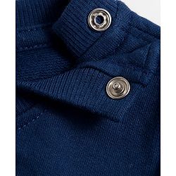 Babyhug Cotton Knit Full Sleeves Sweatshirt With Floral Print & Applique - Navy Blue