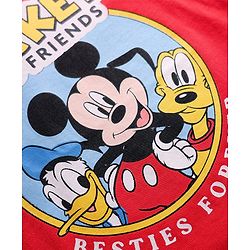 Babyhug Disney Single Jersey Knit Full Sleeves T-Shirt & Joggers Set with Mickey Mouse Graphic - Red White & Black