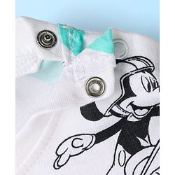 Babyhug Disney Single Jersey Knit Full Sleeves Dungaree & Tee With Mickey Mouse Graphics - Navy Blue & White