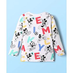 Babyhug Disney Single Jersey Knit Full Sleeves Dungaree & Tee With Mickey Mouse Graphics - Navy Blue & White