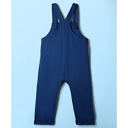 Babyhug Disney Single Jersey Knit Full Sleeves Dungaree & Tee With Mickey Mouse Graphics - Navy Blue & White