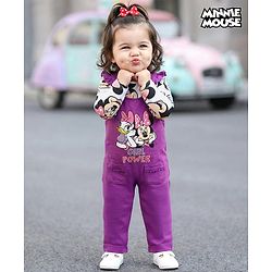 Babyhug Disney 100% Cotton Full Sleeves T- Shirt & Dungaree With Minnie Mouse Graphic - Multi Colour