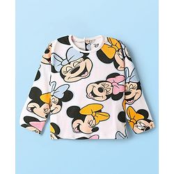 Babyhug Disney 100% Cotton Full Sleeves T- Shirt & Dungaree With Minnie Mouse Graphic - Multi Colour