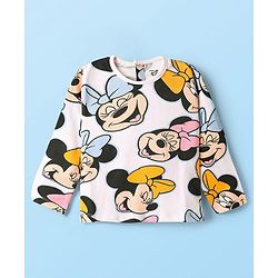 Babyhug Disney 100% Cotton Full Sleeves T- Shirt & Dungaree With Minnie Mouse Graphic - Multi Colour