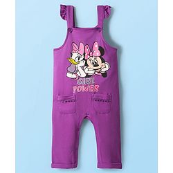Babyhug Disney 100% Cotton Full Sleeves T- Shirt & Dungaree With Minnie Mouse Graphic - Multi Colour