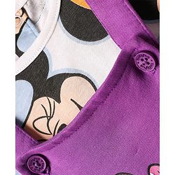 Babyhug Disney 100% Cotton Full Sleeves T- Shirt & Dungaree With Minnie Mouse Graphic - Multi Colour