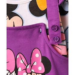 Babyhug Disney 100% Cotton Full Sleeves T- Shirt & Dungaree With Minnie Mouse Graphic - Multi Colour