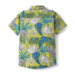 Babyhug Single Jersey Knit Half Sleeves Shirt & Shorts Set with Tropical Print - Green & Navy Blue