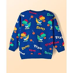 Babyhug Cotton Knit Full Sleeves Pullover Sweatshirts with Dino Graphic Pack of 2 - Navy Blue & Light Grey