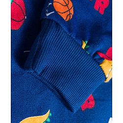 Babyhug Cotton Knit Full Sleeves Pullover Sweatshirts with Dino Graphic Pack of 2 - Navy Blue & Light Grey