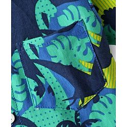 Babyhug Single Jersey Knit Half Sleeves Shirt & Shorts Set with Dino Print - Green & Navy Blue