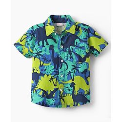 Babyhug Single Jersey Knit Half Sleeves Shirt & Shorts Set with Dino Print - Green & Navy Blue