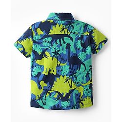 Babyhug Single Jersey Knit Half Sleeves Shirt & Shorts Set with Dino Print - Green & Navy Blue