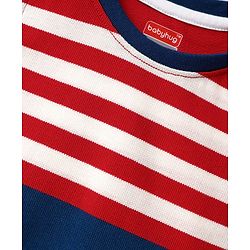 Babyhug Single Jersey Knit Sleeveless Tank T-Shirt & Shorts Set with Stripes- Red & Navy Blue