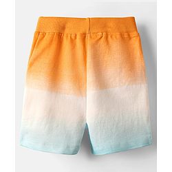 Babyhug Disney Single Jersey Knit Half Sleeves Ombre T-Shirt & Shorts With Mickey Mouse Graphics - Orange