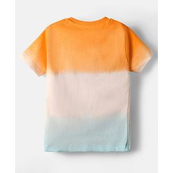 Babyhug Disney Single Jersey Knit Half Sleeves Ombre T-Shirt & Shorts With Mickey Mouse Graphics - Orange