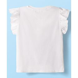 Babyhug Disney Single Jersey Knit Frill Sleeves T-Shirt & Shorts With Minnie Mouse Graphics - White & Pink