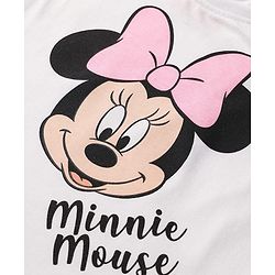 Babyhug Disney Single Jersey Knit Frill Sleeves T-Shirt & Shorts With Minnie Mouse Graphics - White & Pink